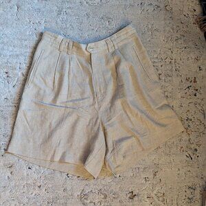 Vintage Linen Beige High Waisted Shorts